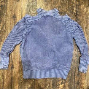 Cozy Cold Shoulder Sweater, blue, small by Free People